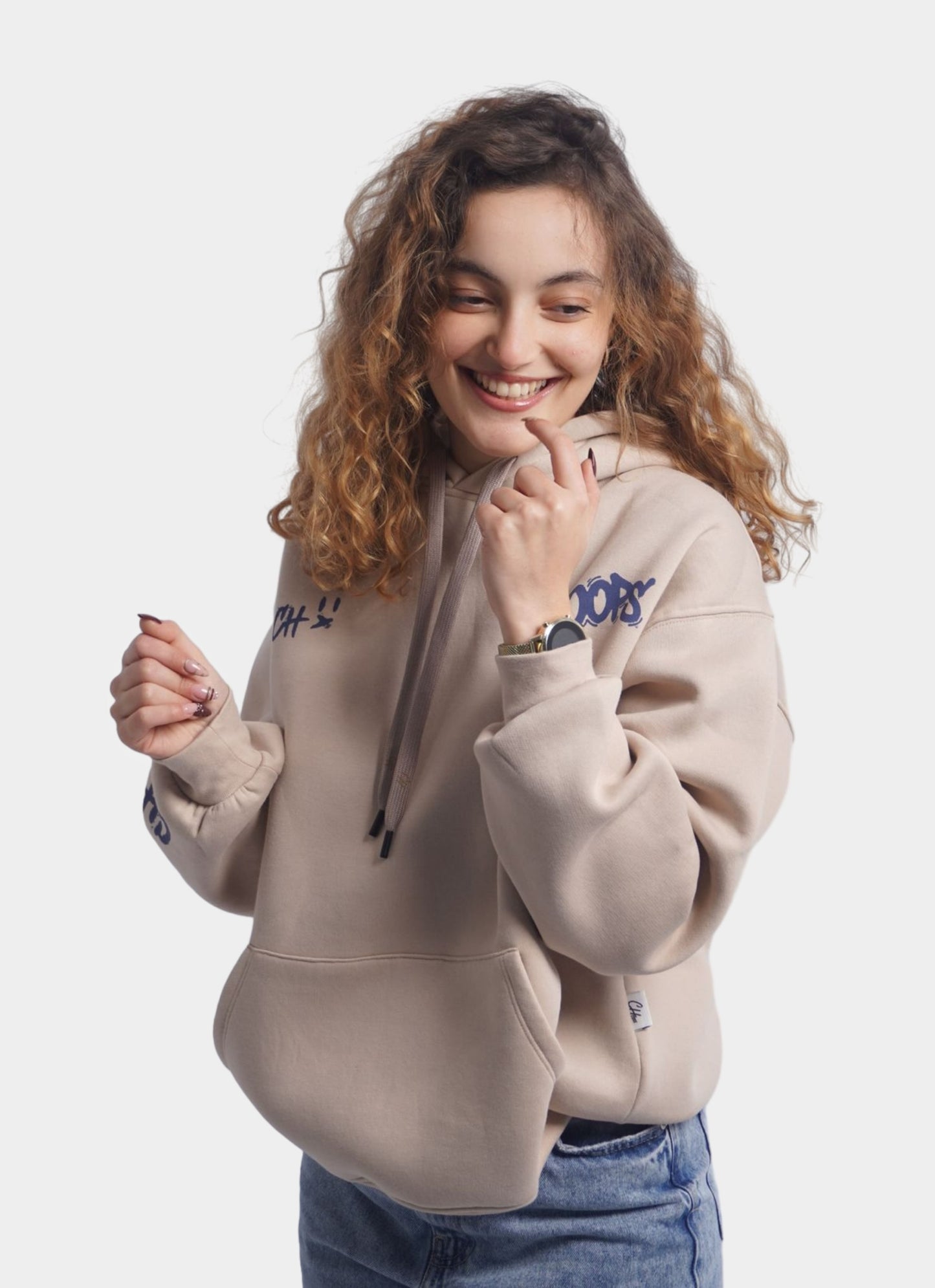 BEIGE HOODIE ' OOPS '