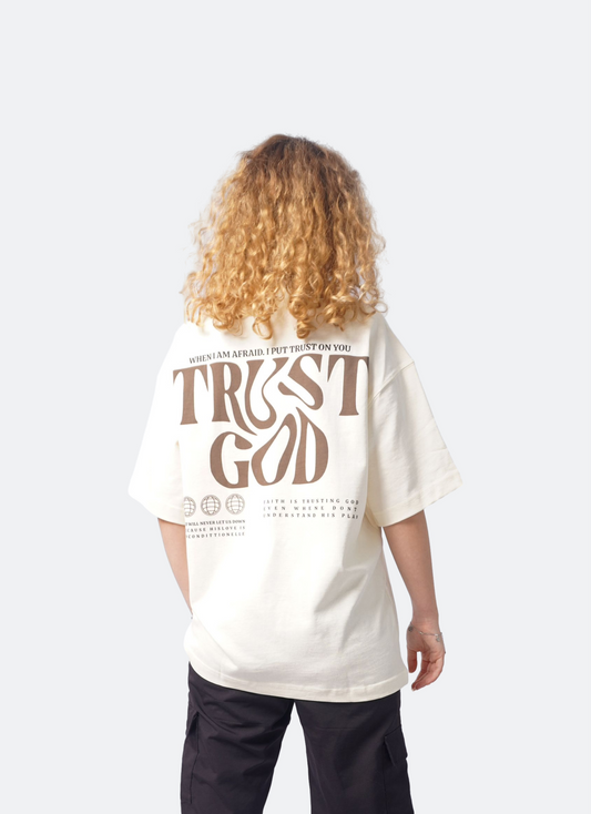 TRUST GOD oversize t-shirt - SOFT BEIGE