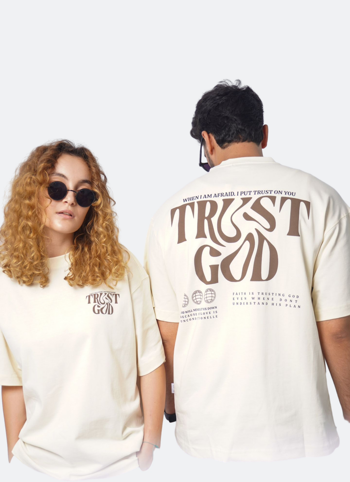 TRUST GOD oversize t-shirt - SOFT BEIGE
