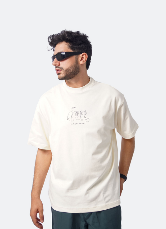 FACES oversize t-shirt - SOFT BEIGE
