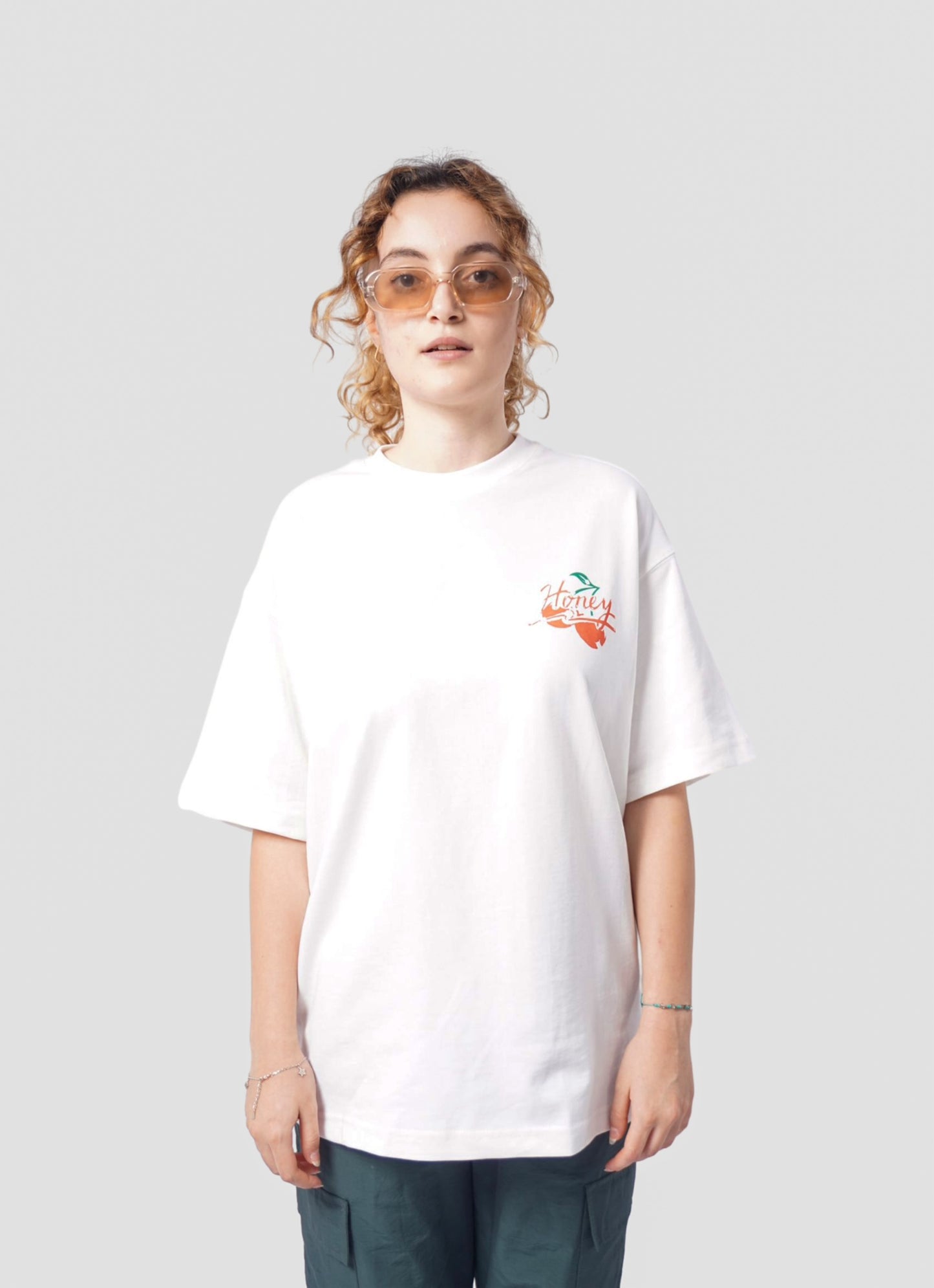 HONEY oversize t-shirt - WHITE