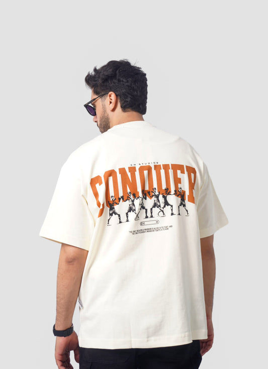 CONQUER oversize t-shirt - BEIGE
