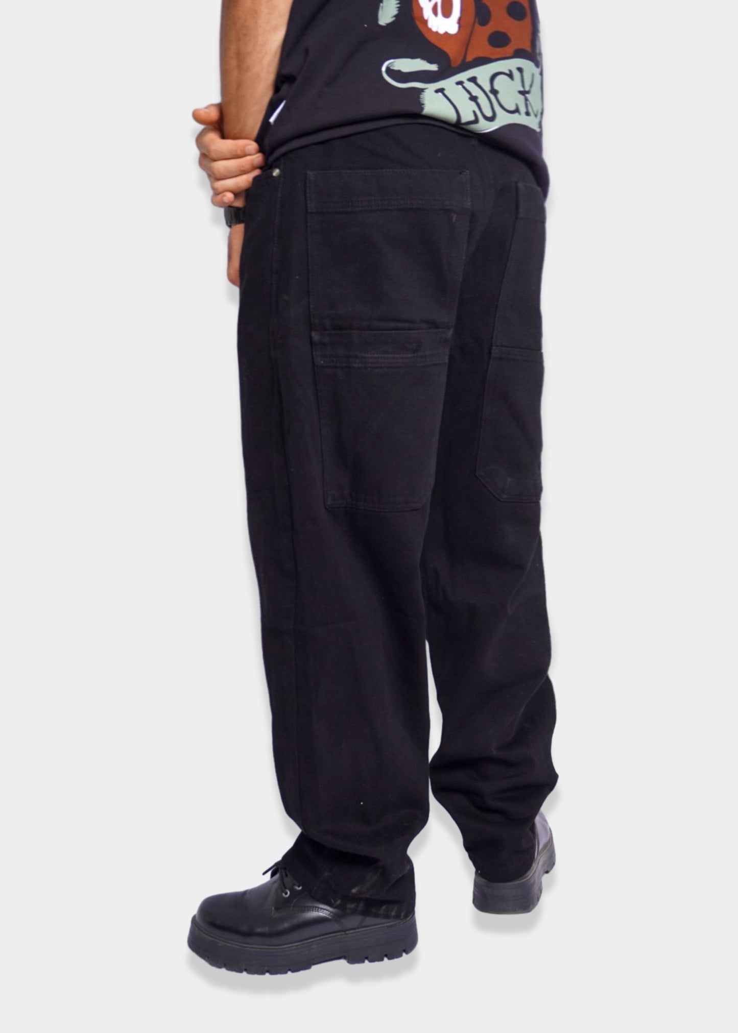 SIMPLE  BAGGY  JEANS   - BLACK