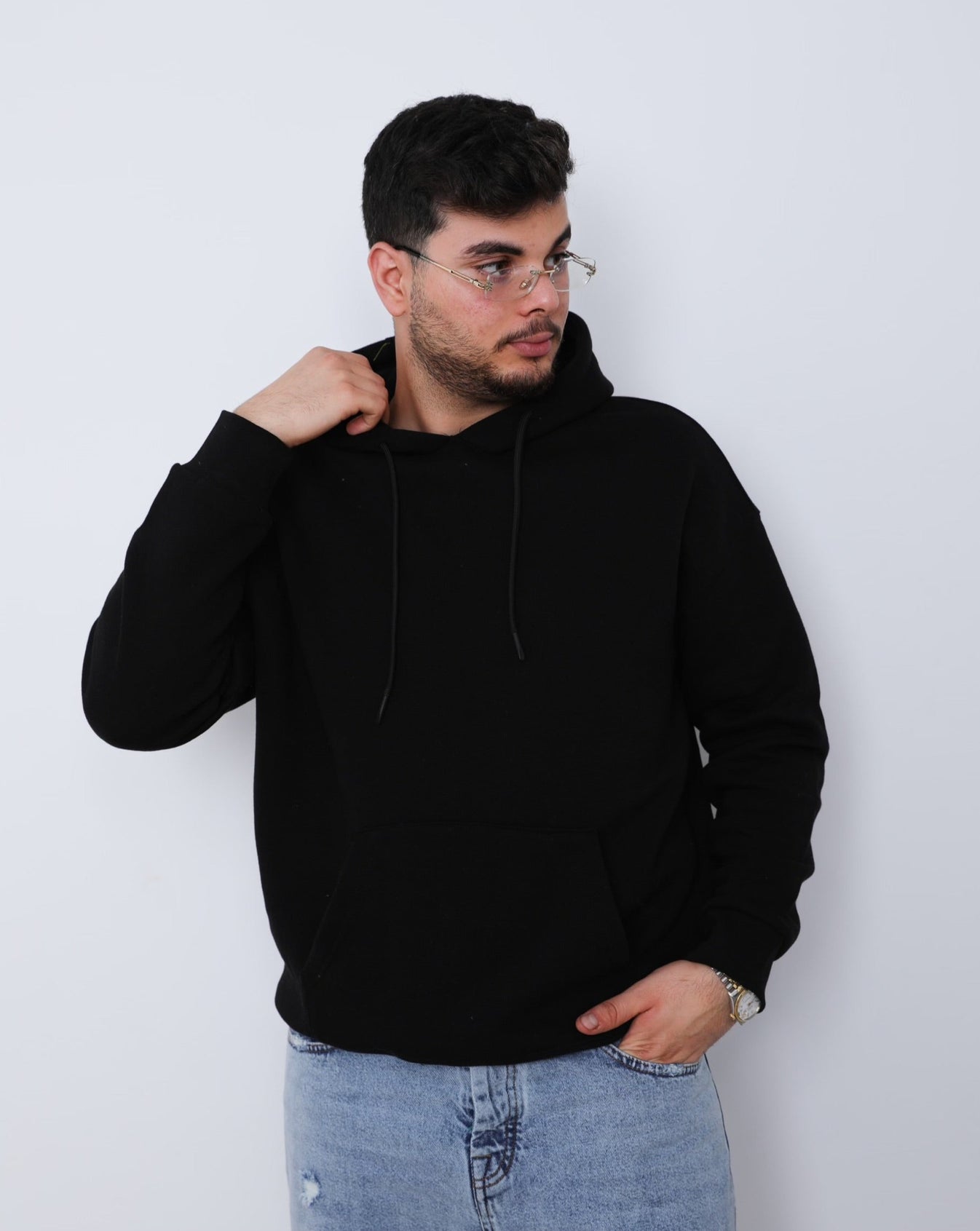 Black hoodie simple Clearance