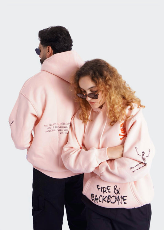 PINK HOODIE ' FIRE & BACKBONE  '