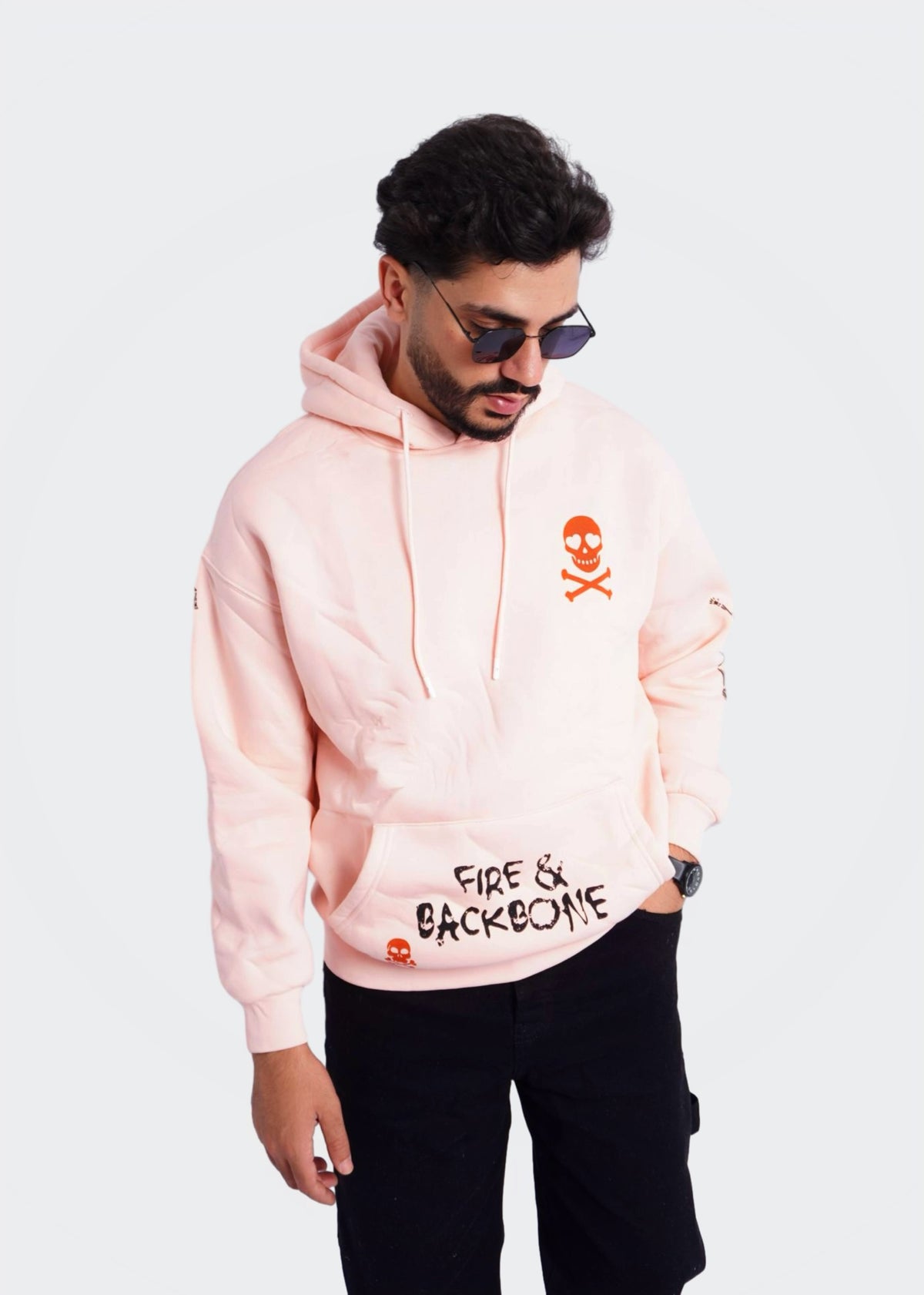 PINK HOODIE ' FIRE & BACKBONE  '