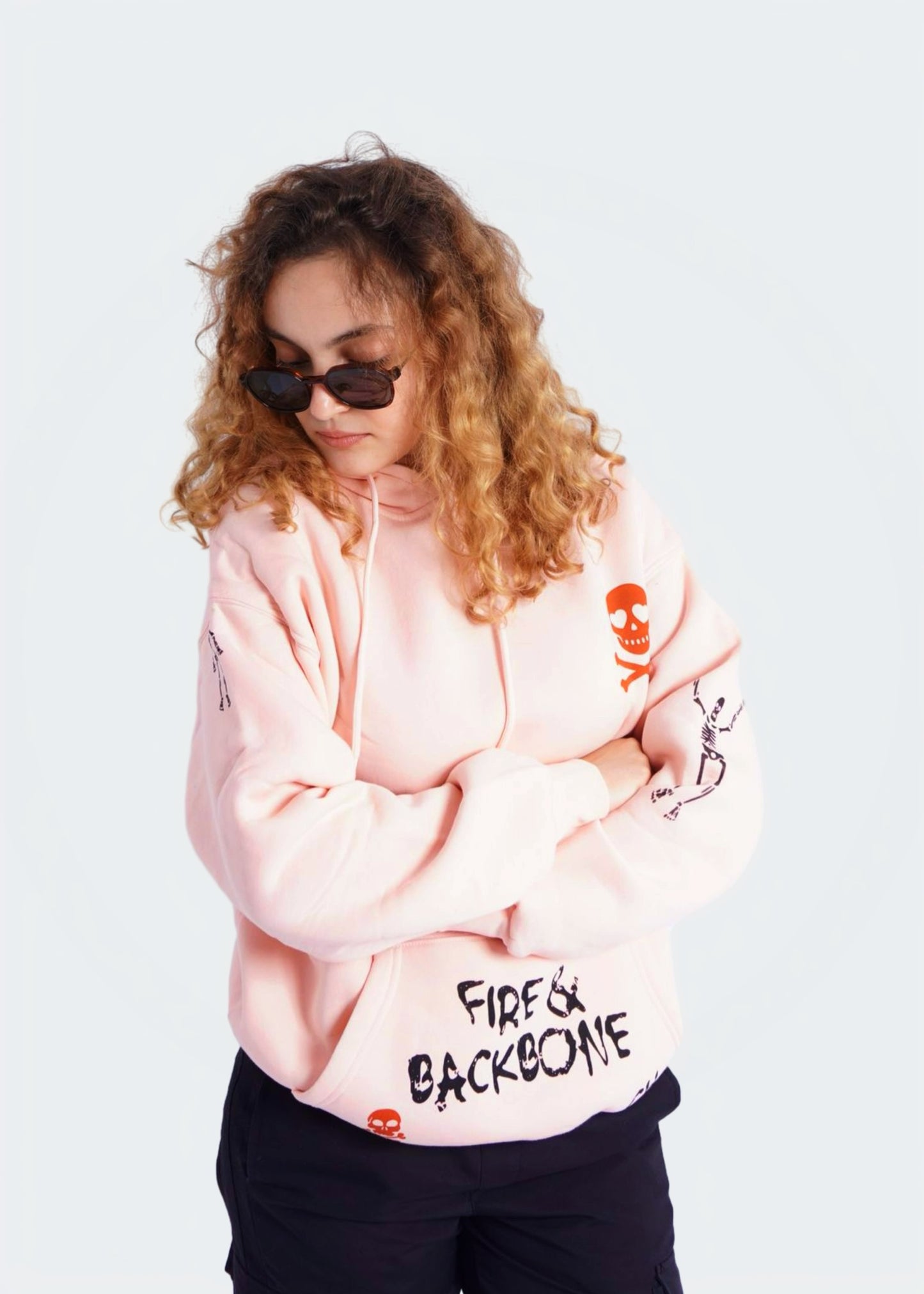 PINK HOODIE ' FIRE & BACKBONE  '