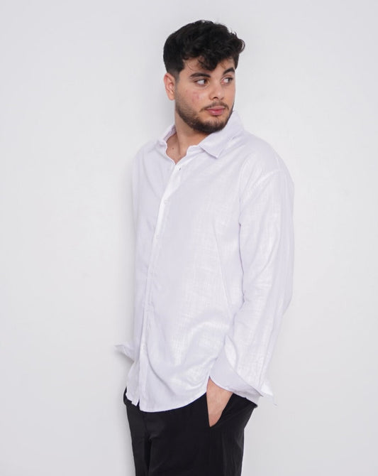 Oversize Loose Long Sleeve Shirt - White