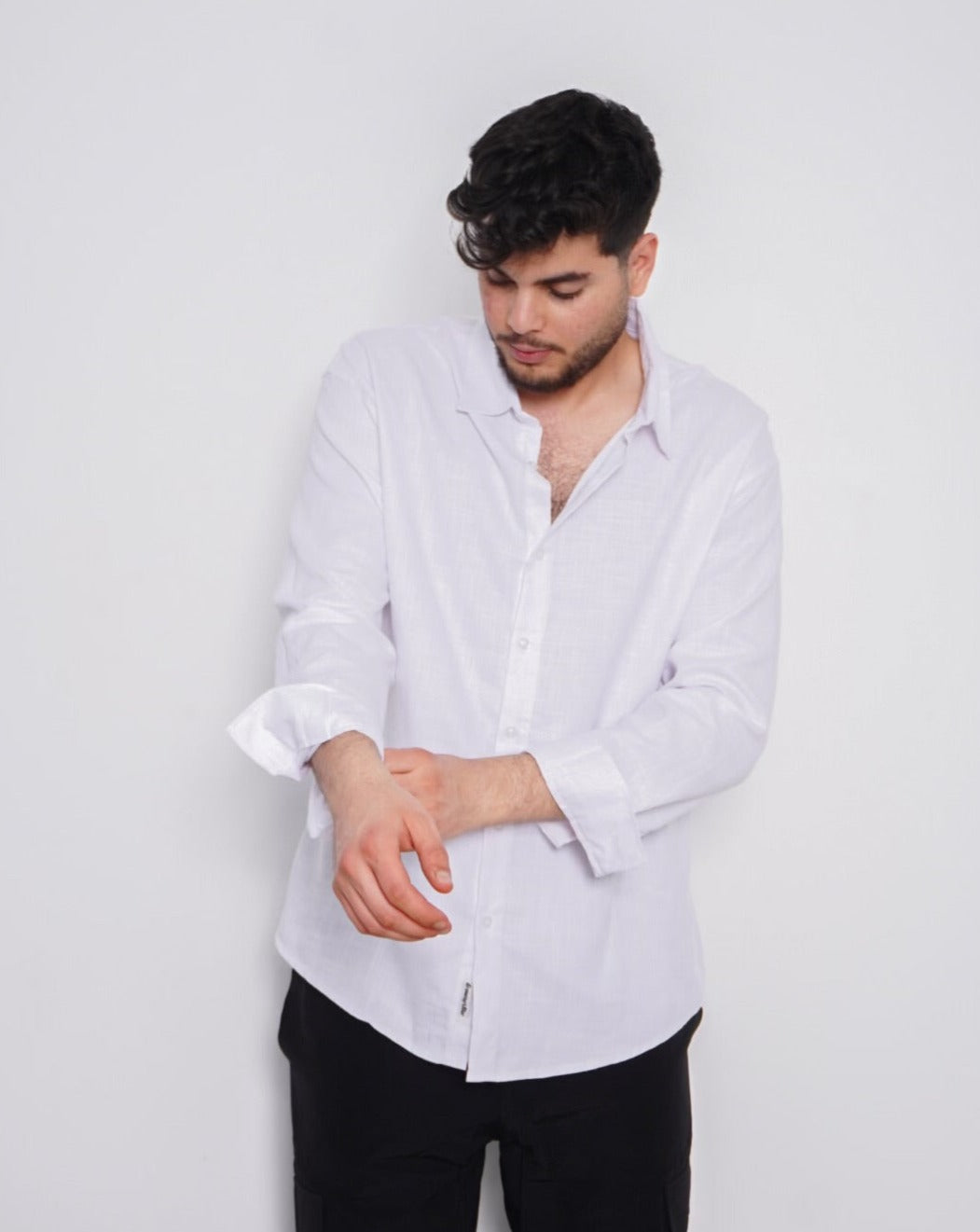 Oversize Loose Long Sleeve Shirt - White